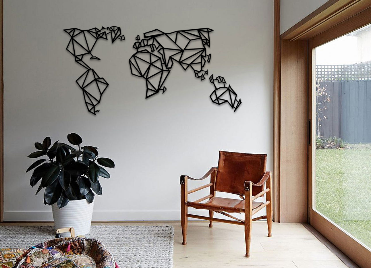 Mapamundi de madera para montar en pared, didáctico y decorativo - Arisma